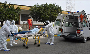 برگزاری مانور واکنشی در برابر بیمار مبتلا به ویروس کرونا درمنطقه عملیاتی خزر